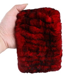 BOONJOVIA Rex Rabbit Fur Knitted Headband - Winter Fashion Ear Warmers Neck Warmer Snood Scarf (Red Frost, One Size)