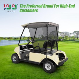 10L0L Golf Cart Sun Shade Cover for Club Car DS Precedent and EZGO TXT RXV, UV Heat Resistant Sunshade Curtain-Beige with Black