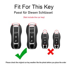 TECART Key Protection Key Protection Case Fits 911 Cayenne Panamera Taycan Carrera Leather Key Case Key Cover Protective Key Case 3 Button C Grey