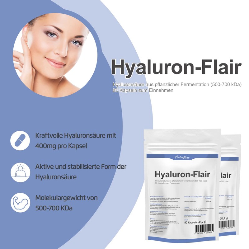 Hyaluronic Acid Capsules - High Dose with 400 mg 90