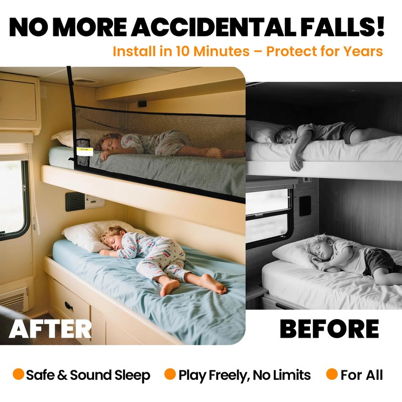60" x 18" RV Bunk Bed Safety Net for Bunk
