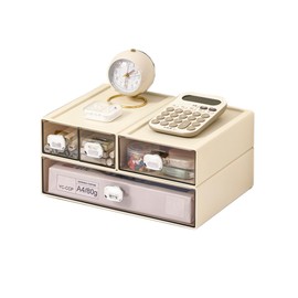 Makeup Organizer Sewing Craft Storage Box Hardware Craft Drawer Storage Cabinet Plastic Stacking Shelf Multifunctional Rack For Home Office Small Items (4, White)