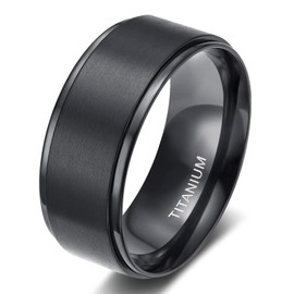 TIGRADE 4mm 6mm 8mm 10mm Black Titanium Rings Wedding Band Matte Comfort Fit for Men Women Size 3-15,Black 10MM, Size 10