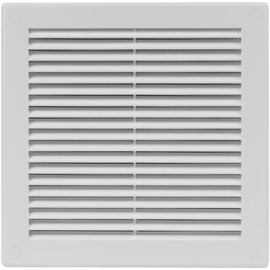 HVAC OV 2pack 6" x 6" Inch (Grille Dimensions) White Plastic Square Vent Cover - HVAC Air Return Grille - Built-in Protection Screen - 8" x 8" Inch (External Dimensions)