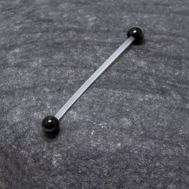 LionGothic Industrial Barbell Clear Retainer Bioflex Ear Bar Titanium Ball 14G 38mm 1.5"