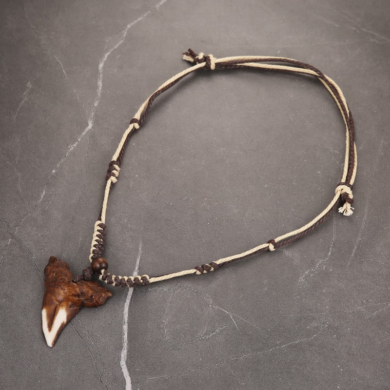 HZMAN Hawaiian Shark Teeth Resin Pendant - Adjustable Cord Surfer