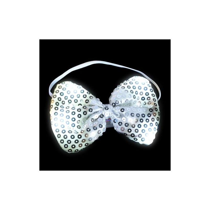 Rhode Island Novelty 5"X3.5" LIGHT-UP SILVER SEQUIN BOWTIE