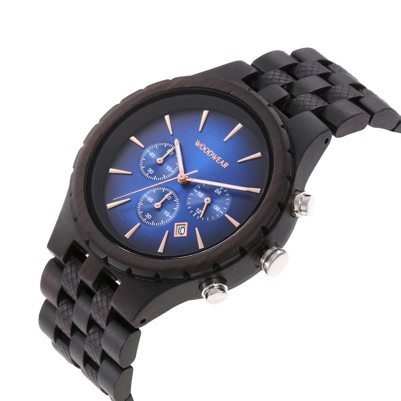 woodwear Men's Wooden Watch Night Blue Lagoon Dream Dawn, black,