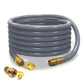 12FT 3/4" ID Natural Gas Hose with Quick Connect Fittings – CSA Certified for Generators, Grills, Patio Heaters & Pizza Ovens, Heavy-Duty Rubber& Brass NG/LP Propane Conversion Kit (12FT)