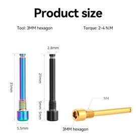 Yuiturt Caliper Pins for TOORPE, Titanium Alloy Bike Disc Brake Caliper Bolts, 2 Pcs, Circlips, M4 Threaded Inserts for Hydraulic Disc Brakes, Compatible with XT XTR Models, Durable and Lightweight