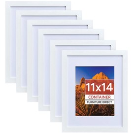 Container Furniture Direct 11x14 Inch Hanging Picture Frames for Wall with Plexiglass and Dual Mounting Hanger for Horizontal and Vertical Formats, Set of 6, White