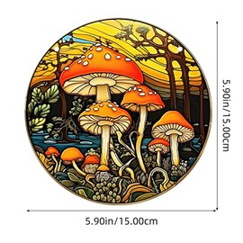 FengFaer Mushroom Acrylic Window Hangings, Indoor Mushroom Stained Window Hanging，Mushroom Stained Window Hangings for Indoor Outdoor Home Garden Ornaments (Style A)
