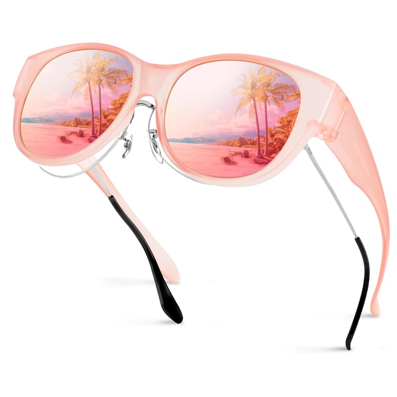 Hifot Polarized Fit Over Glasses Sunglasses Womens Men, Trendy Round