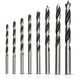 KEWAYO 8 Pcs Brad Point Drill Bits, 3-10mm Spur Point Spiral Twist Wood Metric Drill Bits with Durable Case Wood Working Tool for Hardwood or Softwood (Silver)