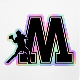 Holographic Decal Stickers of M Letter Football Premium Waterproof Vinyl Decal Stickers for Laptop Phone Accessory Helmet Car Window Mug Tuber Cup Door Wall Decoration ANDVER3e8334bHO