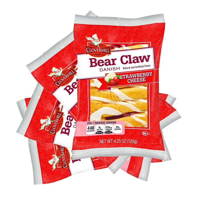 Cloverhill Strawberry Bear Claws | Individually Packaged | 12 Pack