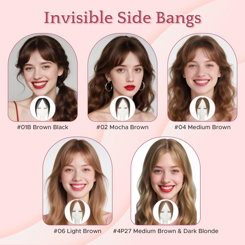 SEGO Clip in Side Bangs Real Human Hair, Hand-tied Base