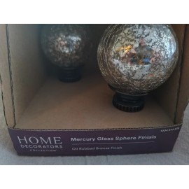 Home Decorators 1" Ball Curtain Rod Finials Oil Rub Bronze Mercury Glass Sphere