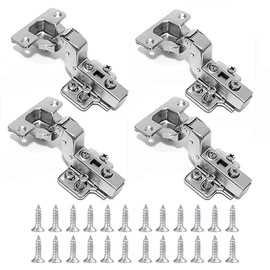 4 Pcs Cabinet Hinges, Kitchen Cupboard Hinges, Bedroom Wardrobe Door Hinges for Bathroom Bedroom Dining Room Mute Hydraulic Soft Close Hinges, Folded Door Hinges with 24Pcs Screws (Inset)