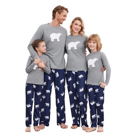 Ekouaer Christmas Pajamas Set Family Matching Sleepwear Cotton Kids PJs Pants Set