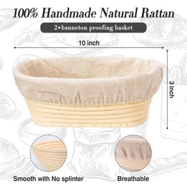 Bread Proofing Basket, 2 Pcs Banneton Basket Sourdough Proofing Baskets, Proofing Bowls with Liners for Professional and Home Bakers