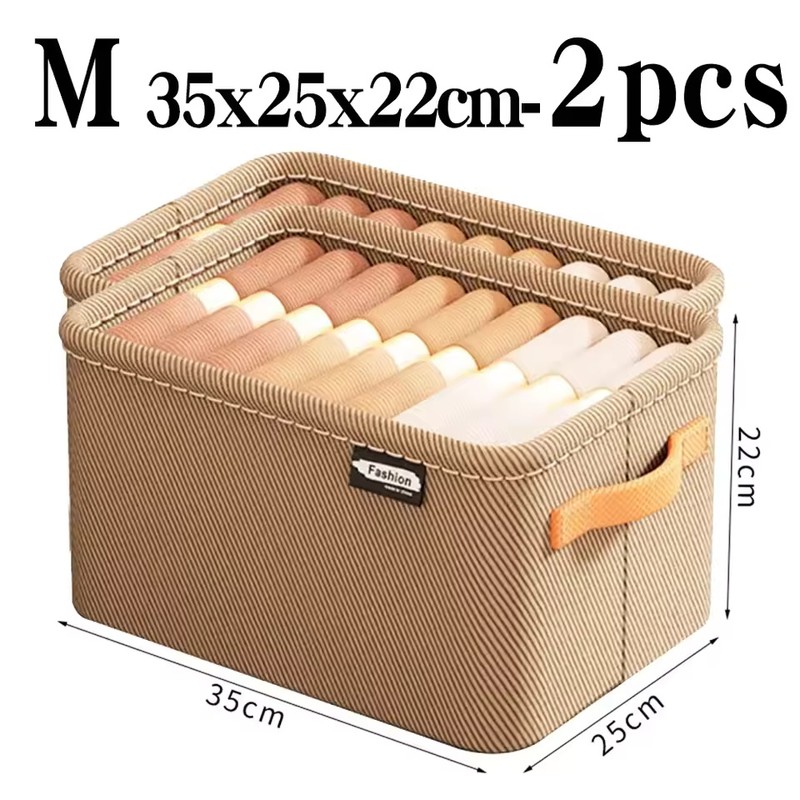 Foldable Fabric Clothes Storage Box with Handle, Gray Wardrobe Organizer