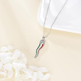 JERWLI Italian Horn Necklace 925 Sterling Sliver Italian Horn Charm Jewelry Gifts for Men Women