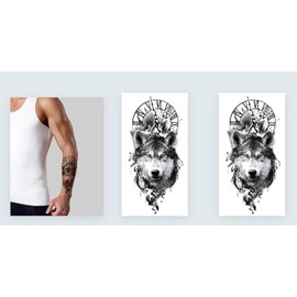 Temporary Wolf Tattoo Animal Tattoo Arm Tattoo XQB088x2 2 Sheets