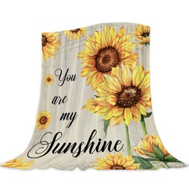 Neatee Living Sunflower Decorative Throw Blanket Twin Size Spring Summer Floral Blanket Couch Sofa Bed Soft Cozy Lightweight Fuzzy Fleece Blankets Yellow Flower Home Decoration Blanket 60x80