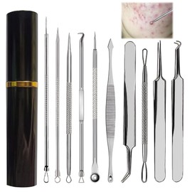 10 Pcs Pickel Ausdrücken Werkzeug Set, Mitesserentferner Set, Blackhead Remover Entferner Mitesser Entferner Komedonenquetscher Edelstahl Mit Aufbewahrungsbox Entferner für Nasen, Gesichtspflege