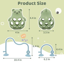 Baby Teething Chew High Chair Suction Toys - Baby Teething Toys Silicone Teethers, Baby Table Toys,Food Grade Silicon for 6 12 18 Months (Green Blue)