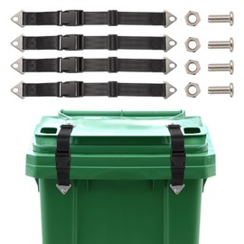 Raccoon Resistant Trash Can Lock Strap - Prevent Animal Rummaging & Secure Lid, Windproof Garbage Can Lock for Outdoor Use - 4-Piece Set