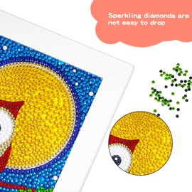 YUNISS Diamond Painting Children, 5D DIY Diamond Painting Set with Wooden Frame, Adult Diamond Painting, Animal Picture, Decorative Painting (Owl)