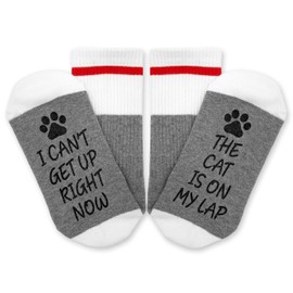 I Can't Get Up Right Now Socks - Cat Mom and Pet Owner Gift, Pet Accessories, Gifts for Her (The Cat Is on My Lap (GY112), Cotton)