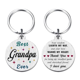 iyaone Gifts for Grandpa - Best Grandpa Ever Keychain – Ideal Birthday Christmas Grandpa Gift from Granddaughter Grandson