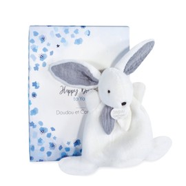 Doudou et Compagnie - Mini Cuddly Toy Rabbit - Happy Glossy - Grey - 17 cm - Happy Doudou - DC3885