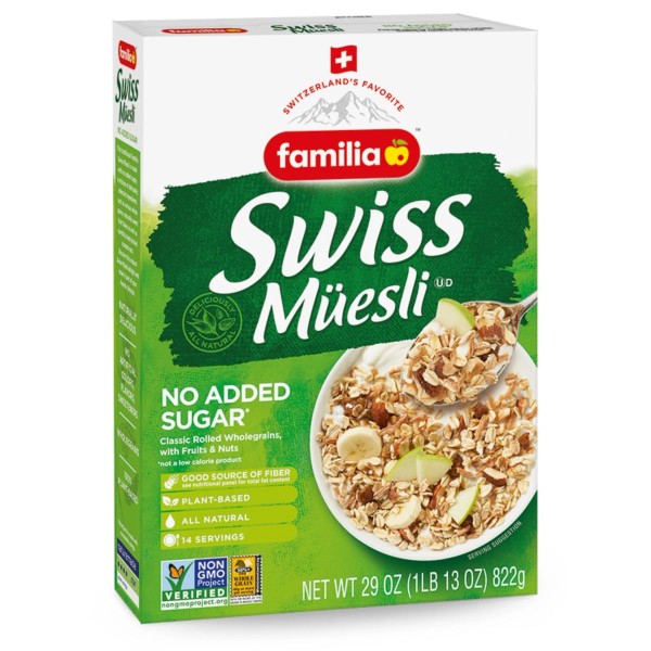 Familia Swiss Muesli Cereal, 0G Added Sugar, Energy-Packed Cereal with