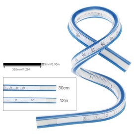 Smgda Flexible Curve Ruler 12 Inch Ruler Bendable Curve Template, Double Side Scale CM/INCH Rulers 3pcs for Engineering Drawing and Sewing Pattern Making Design Graphics Painting