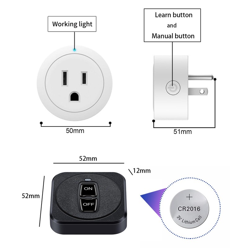 SRDKG 220v Remote Outlet Switch Wireless,Ac 120v Remote Control Outlet
