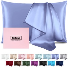 Silk Pillowcase for Hair and Skin Mulberry Silk Pillowcase Soft Breathable Smooth Both Sided Natural Silk Pillowcase with Zipper Beauty Sleep Silk Pillow Case 1 Pack for Gift (Queen, Cornflower Blue)