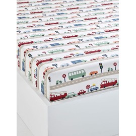 Vertbaudet VERTBAUDETChildren's Fitted Sheet City Grey Beige Glossy Effect 90 x 140 cm