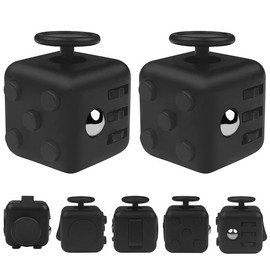 Rseuphiee Cube Anti-Stress Cube Toy, Anti-Stress Cube with 6 Sides, Relieve Tension and Stress, Stress Cube for Children and Adults, Stress Relief for Nervousness (Black)