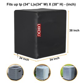 Air Conditioner Cover for Outside Units - Outdoor AC Cover for Window Unit - 420D Heavy Duty Fabric Waterproof Winter Central AC Covers Fits AC Condensing HVAC Unit (Black, 34''X34''X38'')