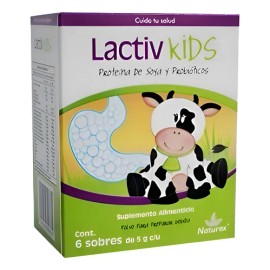 Lactiv Kids Proteína De Soya, Probióticos C6 Sobres Naturex Sabor Natural                                                                             