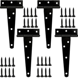 4 Pcs Gate Hinges Large Hinges, 13 inch Heavy Duty Hinges Black Hinges for Wood Heavy Duty T Hinges with Screws, Black Hinges Large Hinge for Garden Farm Latch Outdoor Shed Doors