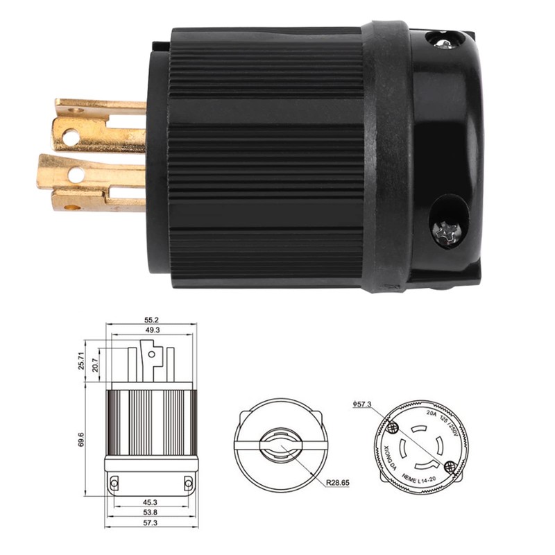 Plug, L14-20P Locking Plug, Generator Lock Adapter Male Plug, 20