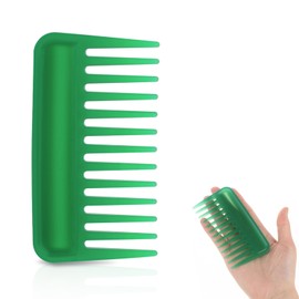 Mini Shower Comb, 4 Inches Small Wide Tooth Comb Purse Hair Detangling Comb Travel Comb Pocket Curly Hair Comb Portable Styling Comb Plastic Big Tooth Comb Wet Comb for Women, No Handle Design - Green