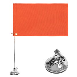 Orange Boat Flag with 1 Double-Decker, High-Density Orange Safety Flag (11.4 x 19.3 Inches), 51.2 Inches Retractable Flagpole and 1 Suction Cup(3.4 Diameter). Suitable for Water Skiing, Swimming, Surfing.