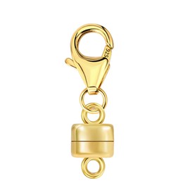 ALEXCRAFT Magnetic Chain Clasp, Gold Lobster Clasp, Gold-Plated 925 Sterling Silver Magnetic Clasp, Jewellery Clasp, Gold Magnetic Chain Extension, Necklace, Bracelet, Magnetic Connector Accessories