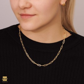 Amberta Women's Paper Clip Necklace 925 Sterling Silver, Sterling Silver